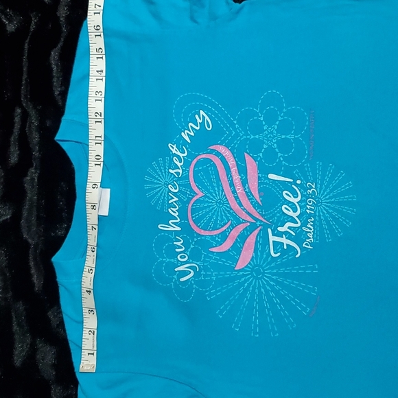 WOMEN of FAITH Turquoise Short-Sleeve T-Shirt-Psalm 119:32-Sparkle-EC-Sz S - Picture 14 of 16